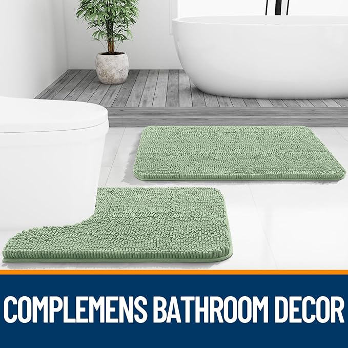 OLANLY Bathroom Rugs 40x32, Extra Soft Absorbent Chenille Bath Rugs, Rubber - Image 7
