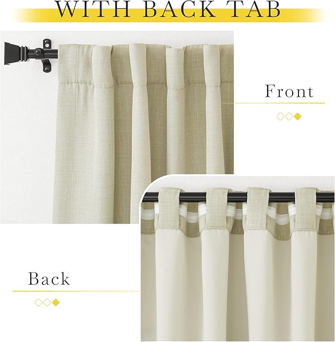 NICETOWN Room Darkening Bedroom Curtains 84 inches Long, Pinch Pleated Curtains Faux Linen Blend Light Blocking Noise Canceling Thermal Drapes for Living Room, Linen Beige, W52 x L84, 2 Panels