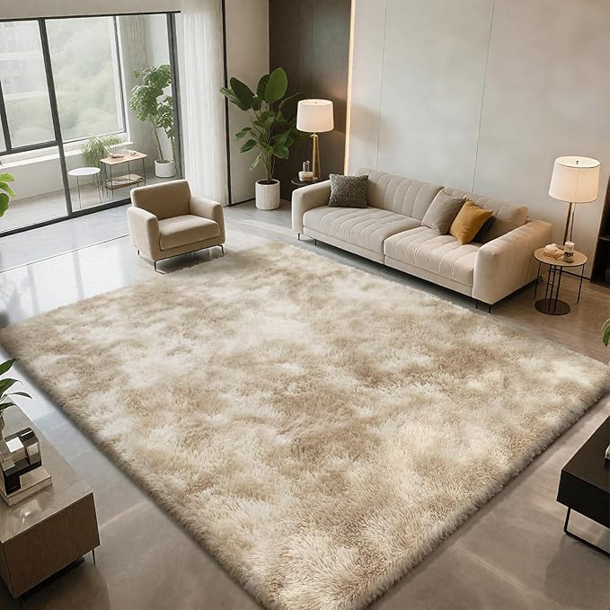 Shag Area Rugs for Bedroom Living Room,5X8 Ultra Soft Fluffy Area Rugs for Dorm, Indoor Carpet Nursery Rugs for Kids Room Home Decor,Camel