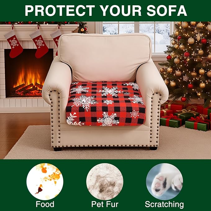 Smiry Printed Couch Cushion Covers, Stretch Soft Couch Covers for Sofa, Washable Non-Slip Sofa Slipcover Furniture Protector for Indoor and Outdoor (1 Pack, Burgundy)