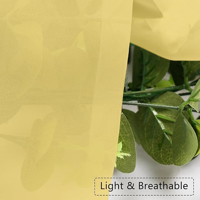 Chyhomenyc Mustard Yellow Sheer Valances for Windows - Light Filtering Small Kitchen Curtains, Short Top Window Treatment Decor for Living Room Bathroom Basement, 42Wx14L inches, 2 Pack