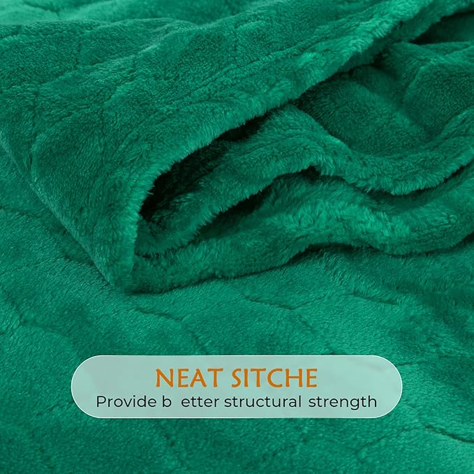 TOONOW Fleece Blanket Super Soft Cozy Throw Blanket 50" x 60", Lightweight Fuzzy Comfy Textured Flannel Blanket Warm Plush Throw Blankets for Couch, Sofa, Bed, Emerald