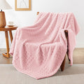 EXQ Home Fleece Throw Blanket for Couch or Bed - 3D Waffle Patchwork Pattern Jacquard Decorative Blankets - Cozy Soft Fuzzy Flannel Blanket Suitable for All Seasons(50"×60",Pink)