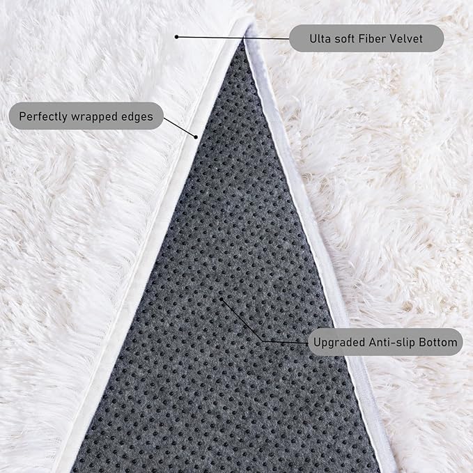 Rugs for Bedroom 4x6, Soft Shaggy Modern Shag Area Rug for Living Room, Upgrade Non-Slip Plush Fluffy Carpet for Kids Boys Girls Room Home Decor Aesthetic, Cream White