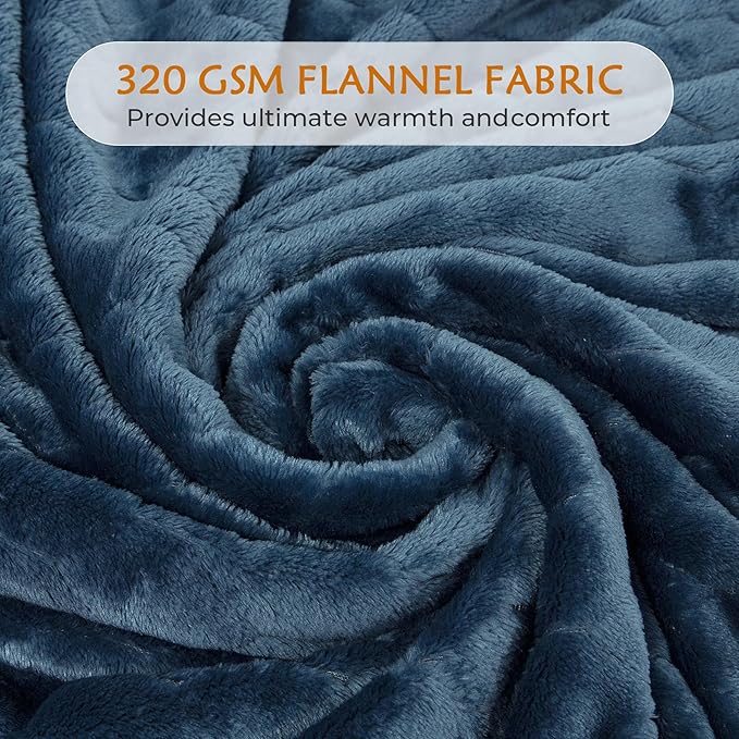 TOONOW Fleece Blanket Super Soft Plush Throw Blanket 50" x 60" Cozy Fuzzy Bed Blankets Geometric Pattern Comfy Microfiber Flannel Blankets for Couch, Bed, Sofa, Navy Blue