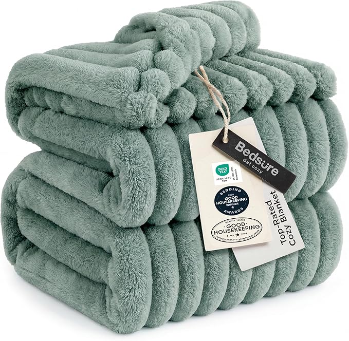 Bedsure GentleSoft King Size Blanket for Bed - Cozy Soft Blankets for Women, Cute Large Fleece Throws for Girls, Sage Green, 108x90 Inches