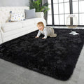 TWINNIS Super Soft Shaggy Rugs Fluffy Carpets,7x10 Feet, Indoor Modern Plush Area Rugs for Living Room Bedroom Kids Room Nursery Home Decor, Upgrade Anti-Skid Rectangular Fuzzy Rug, Black