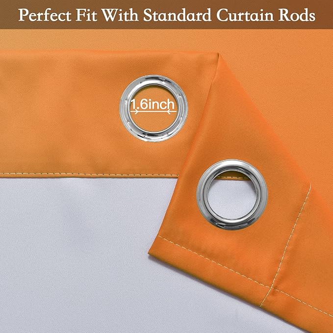 SimpleHome Ombre Room Darkening Curtains 45 inches Length for Bedroom,Grommet Gradient Light Blocking Orange Gradient Window Curtains for Living Room,2 Panels, 52x45 inches