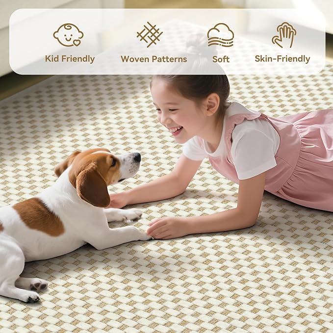 YDKGL 2x3 ft Indoor Door Mat Entryway Rug Non Slip Boho Woven Washable Small Area Rugs Runner, Front Entry Rug Entrance Doormat for Hall Porch Bathroom Kitchen Bedroom, Easy Clean, Beige 24"x36"