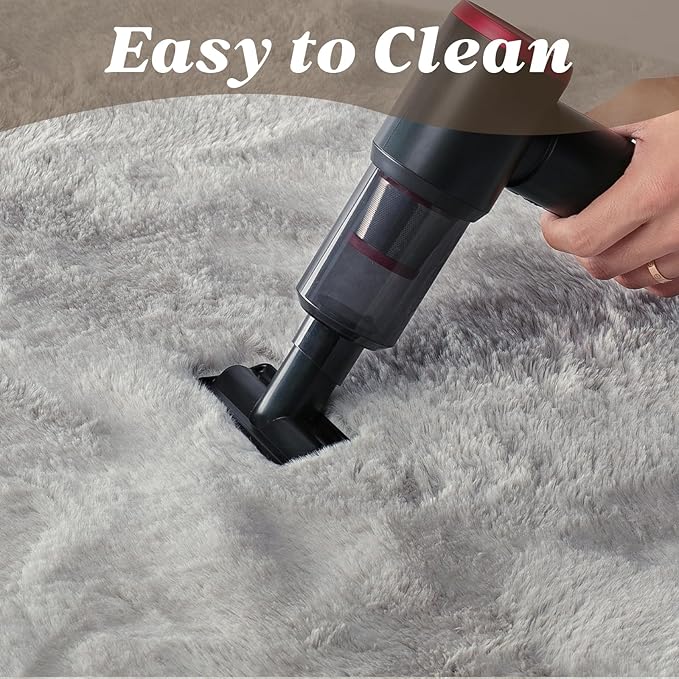 ThreadGlobe Fluffy Faux Rabbit Fur Rug 2'x3', Ultra Soft & Non-Slip Small Rugs for Bedroom, Living Room, Nursery, No Shedding Machine Washable Rug, Grey, 2x3 Ft
