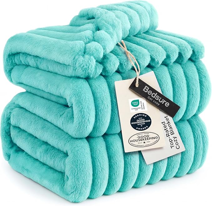 Bedsure GentleSoft Blue Full Blanket for Couch - Cozy Soft Blankets for Women, Cute Small Fleece Throws for Girls, Birthday Gifts for Women Decor Gifts for Mom, Blue Fog, 84x90 Inches