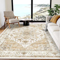 AMADA HOMEFURNISHING 5x7 Area Rugs, Washable Living Room Rug Low-Profile with Non-Slip Backing & Durable Edge Binding, Vintage 5x7 Rugs for Living Room, Bedroom, Dinning Room