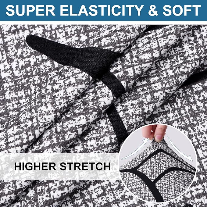 Smiry Printed Couch Cushion Covers, Stretch Soft Couch Covers for Sofa, Washable Non-Slip Sofa Slipcover Furniture Protector for Indoor and Outdoor (3 Pack, Grey and Black)