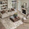 PureCozy Beige Area Rug 6x9 Machine Washable Modern Abstract Living Room Carpet Non Slip Neutral Low Pile Soft Non Shedding Bedroom Contemporary Large Rug Indoor Office Dining Room Playroom