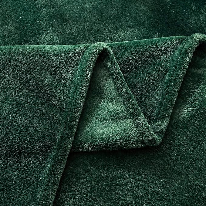 TASTHROW Large Flannel Fleece Throw Blanket, 60×80 Inch - Cozy Lightweight Thick Blanket - All Seasons Suitable for Women, Men and Kids (Dark Green)