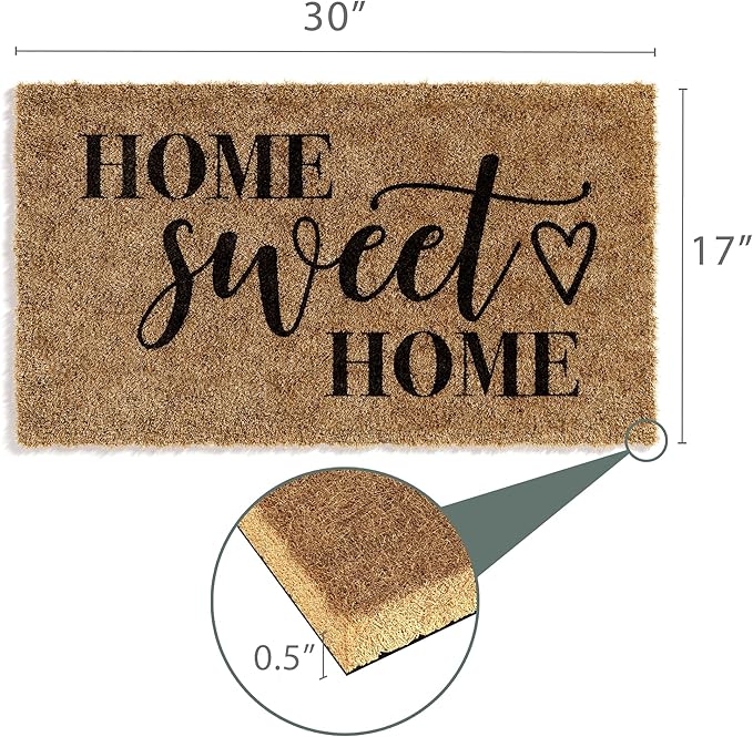 Barnyard Designs Doormat Welcome Mat for Outdoors, Large Front Door Entrance Mat, Brown (Home Sweet Home, 30x17)