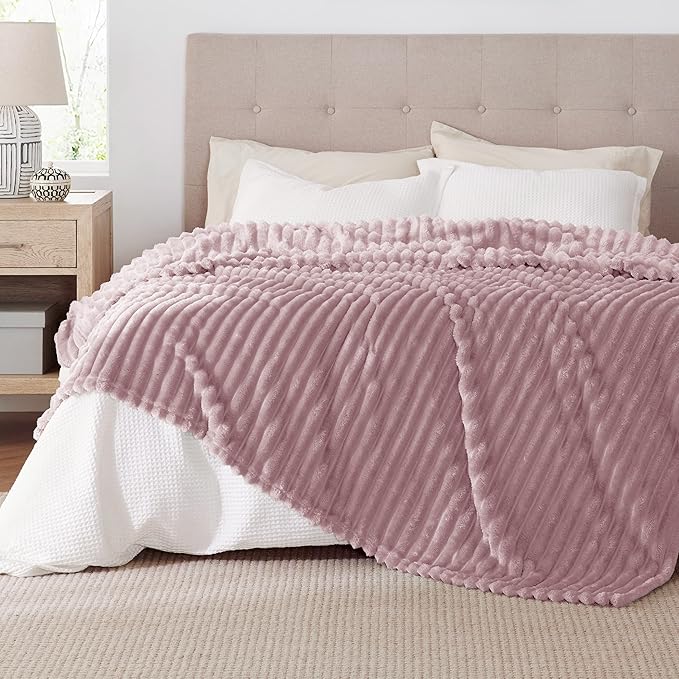 Bedsure GentleSoft Pink Fleece Blanket for Couch - Cozy Soft Blankets for Women, Cute Small Throws for Girls, 108x90 Inches