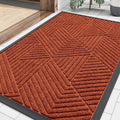 Smiry Front Door Mat Outside Entrance, Heavy Duty Sturdy Natural Rubber Doormat, Trap Dirt and Moisture, Easy Clean Low Profile Mats for Indoor Outdoor Entry, Irregular Triangle (29.5x17, BRN-Orange)