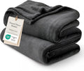 Bedsure GentleSoft Fleece Bed Blankets Large Size Charcoal - Soft Lightweight Fuzzy Cozy Luxury Oversized King Blanket Microfiber, Room Home Decor Gifts for Women and Men, 120x120 inches