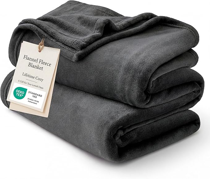 Bedsure GentleSoft Fleece Bed Blankets Large Size Charcoal - Soft Lightweight Fuzzy Cozy Luxury Oversized King Blanket Microfiber, Room Home Decor Gifts for Women and Men, 120x120 inches