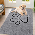 Smiry Dog Door Mat for Muddy Paws, Absorbent Dirt Trapper Non Slip Quick Dry Washable Chenille Mat for Mud Dogs, Entry Rug for Indoor and Outdoor (44x32 Inches, Grey and Black)