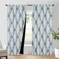 Beauoop 100% Blackout Curtains 96 Inches Long 2 Panels for Bedroom Living Room Aqua Grey Moroccan Geo Room Darkening Thermal Insulated Soundproof Rod Pocket Back Tab Window Treatments Drapes, 50x96