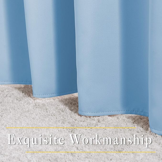 NICETOWN Blue Bedroom Blackout Curtains - Functional Blackout Draperies and Drapes Window Panels, Thermal Insulated, 52 inches x 45 inches, Set of 2 Panels, Blue
