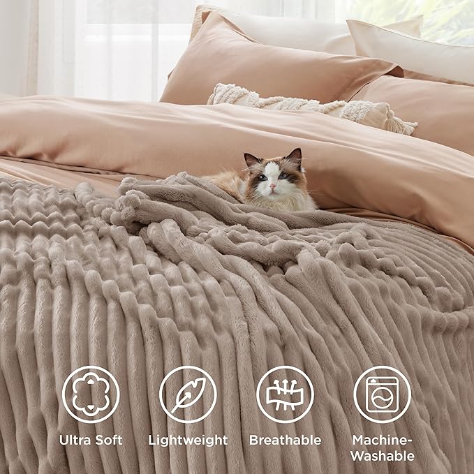 Bedsure GentleSoft Light Brown Fleece Blanket for Couch - Cozy Soft Blankets for Women, Cute Small Throws for Girls, 60x80 Inches