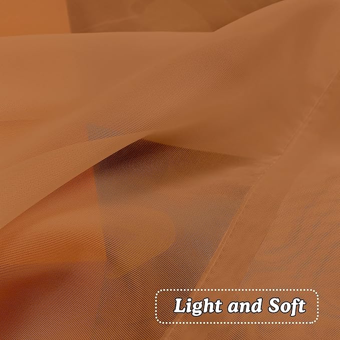 OVZME 2 Panels Orange Sheer Valance - Short Fresh Curtain Valances for Windows Basement Semi Sheer Valances for Kitchen Window Dressing with Dual Rod Pocket (Orange, 42 by 14 Inches Long)