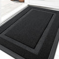 OLANLY Front Door Mat Indoor Outdoor Entrance, Waterproof All-Season, All-Weather Doormat, Sturdy Natural Rubber, Low Profile, Easy Clean Patio Porch Entryway Mat, 33x21, Jet Black