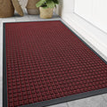Smiry Front Door Mat Outside Entrance, Heavy Duty Natural Rubber Doormat, Non Slip, Trap Dirt and Moisture, Easy Clean, Low Profile Welcome Floor Mats for Indoor Outdoor Entry, 70x46.5 Inch, Red