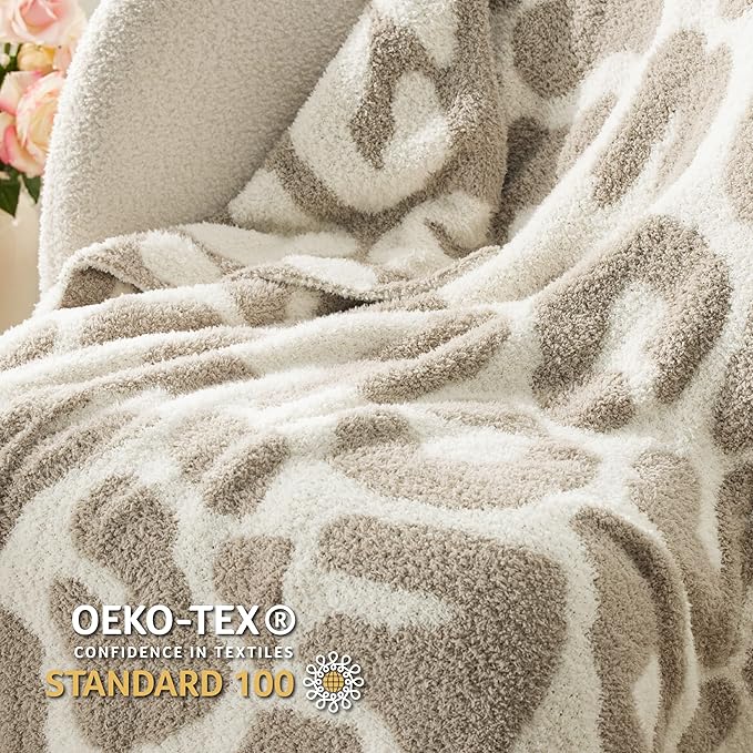Bedsure Leopard Throw Blanket for Couch, Cheetah Print Knit Fall Gifts Blanket - Super Soft, Cozy & Warm, GentleSoft, Breathable & Lightweight for Bedding Sofa, Khaki, 50x60 Inches