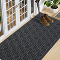 Smiry Front Door Mat Outside Entrance, Heavy Duty Sturdy Natural Rubber Doormat, Trap Dirt and Moisture, Easy Clean Low Profile Mats for Indoor Outdoor Entry, Grid Geometric (59x23, Grey)