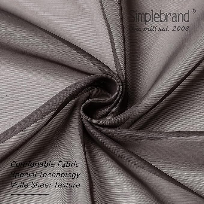 Simplebrand Chocolate Sheer Curtains 84 Inches Long, Light Filtering Rod Pocket Solid Color Window Sheer Curtain Panels, Elegant Curtains & Drapes for Living Room, Bedroom 2 Panels (42" W x 84" L)