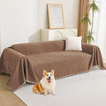 MYSKY HOME Couch Covers for 3 Cushion Couch Sofa, Chenille L Shape Sectional Couch Cover - Pet-Friendly, Machine Washable, Non-Slip Sofa Protector for Dogs, Kids, 71"x118", Camel