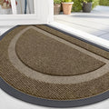 OLANLY Half Circle Door Mat Indoor Outdoor Entrance Welcome, Waterproof All-Season, All-Weather Doormat, Sturdy Natural Rubber, Low Profile, Easy Clean Patio Porch Entryway Mat, 59x35, Brown
