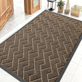 OLANLY Front Door Mat Indoor Outdoor Entrance, Waterproof All-Season, All-Weather Doormat, Sturdy Natural Rubber, Low Profile, Easy Clean Patio Porch Entryway Mat, Herringbone Brick (Brown, 47x32)