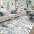 PureCozy Blue 6x9 Area Rug Washable Modern Abstract Living Room Carpet Non Slip Neutral Low Pile Soft Contemporary Aesthetic Bedroom Large Rug Indoor Office Dining Room Playroom