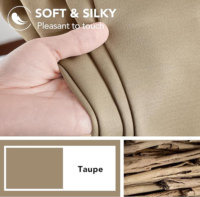 Deconovo Blackout Curtains, Thermal Insulated, W52 x L95 2 Panels, Back Tab, Machine Washable, Room-Darkening Drapes for Bedroom/Living Room Khaki