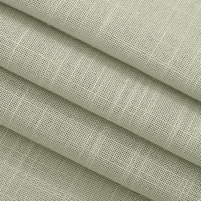 Linen Blend Sage Green Curtains 63 inch Length 2 Panels for Bedroom Back Tab Light Filtering Semi Sheer Drapes Linen Cotton Textured Light Green Airy Modern Farmhouse Living Room Sage Aesthetic Decor