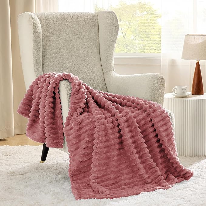 Bedsure GentleSoft Brick Dust Fleece Throw Blanket for Couch - Cozy Soft Blankets for Women, Cute Small Throws for Girls, 50x60 Inches