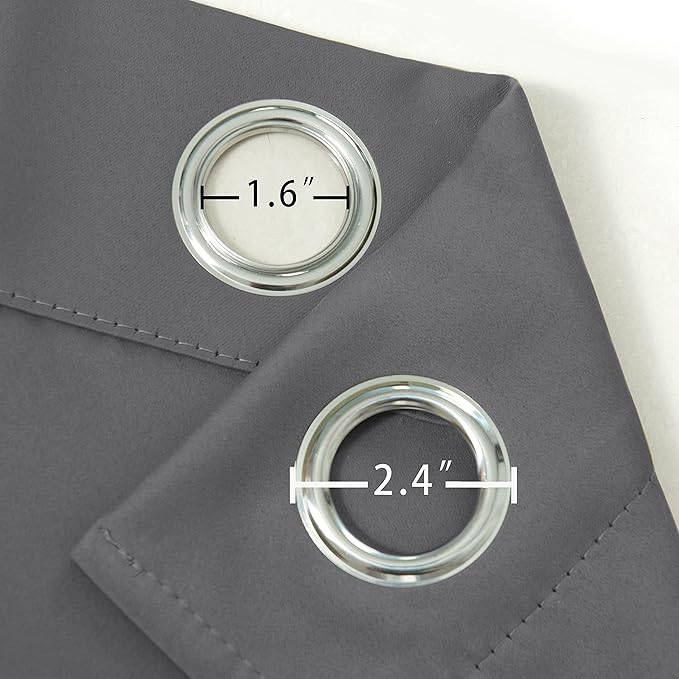 LEMOMO Grey Thermal Blackout Curtains/38 x 84 Inch/Set of 2 Panels Room Darkening Curtains for Bedroom