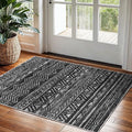 2x3 Washable Entryway Area Rug: Moroccan Small Runner Rug for Hallway Soft Modern Non Slip Door Mat with Rubber Backing Low Pile Thin Floor Carpet for Kitchen Bathroom Bedroom Indoor(Black,2x3)