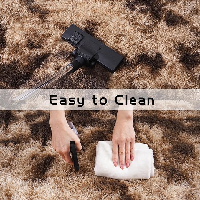 Pionblank Large Area Rug for Living Room 6x9 Feet, Modern Soft Shag Brown Rug, Plush Fuzzy Carpet for Bedroom Girls Boys Room Home Nursery Teens Dorm Decor, Tie-Dyed Coffee