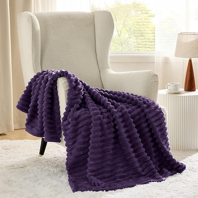 Bedsure GentleSoft Purple Fleece Blanket for Couch - Cozy Soft Blankets for Women, Cute Small Throws for Girls, 50x60 Inches