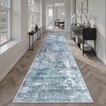 Runner Rug 2x12 Washable Non-Slip Hallway Runner Rugs for Kitchen Bathroom Laundry Room Blue/Grey Vintage Floor Carpet Runners for Hallways Entryway