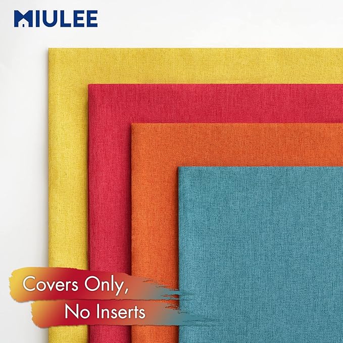 MIULEE Pack of 4 Decorative Outdoor Throw Pillow Covers Linen Waterproof Pillow Covers Farmhouse Cushion Cases for Patio Garden Tent Balcony Couch Sofa18x18 inch Red/Turquoise