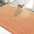 OLANLY Dog Door Mat for Muddy Paws 48x30, Absorbs Moisture and Dirt, Absorbent Non-Slip Washable Doormat, Quick Dry Chenille Mud Mat for Dogs, Entry Indoor Entryway Carpet for Inside Floor, Orange