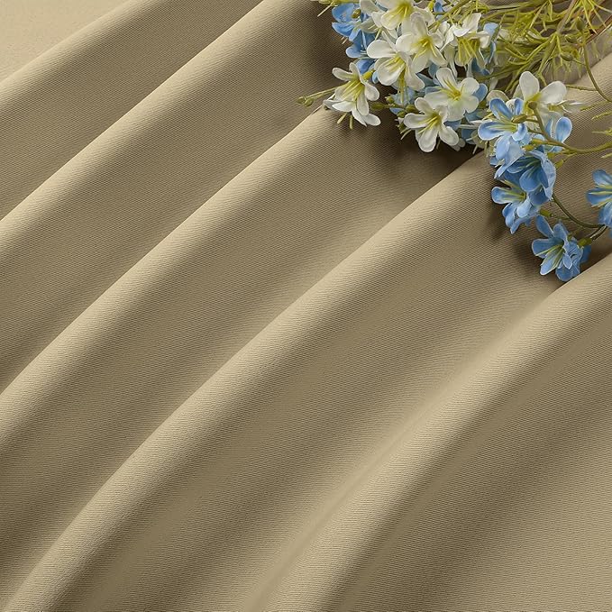 CUCRAF Beige Blackout Curtains Customize, Rod Pocket Room Darkening Curtain for Bedroom Living Room, Thermal Insulated Window Drapes 1 Panel (Custom Size, Color)