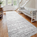 4x12 Washable Hallway Runner Rug：Moroccan Non-Slip Wide Runners for Entryway Kitchen Soft Modern Geometric Low-Pile Rugs for Living Room Thin Waterproof Carpet for Bedroom Bathroom Laundry(Grey,4x12)